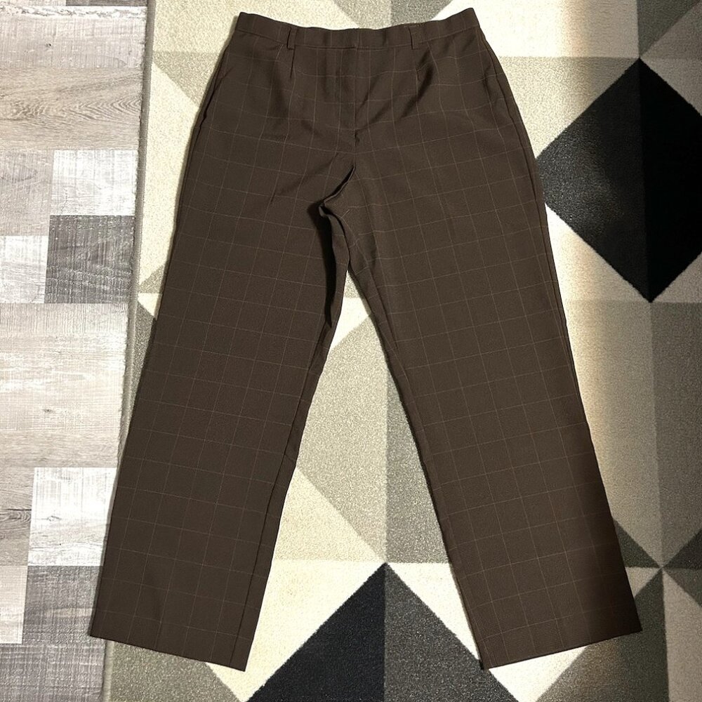 White Stag Brown Plaid Straight Leg Trousers Women's Size 10 PETITE - Picture 2 of 9